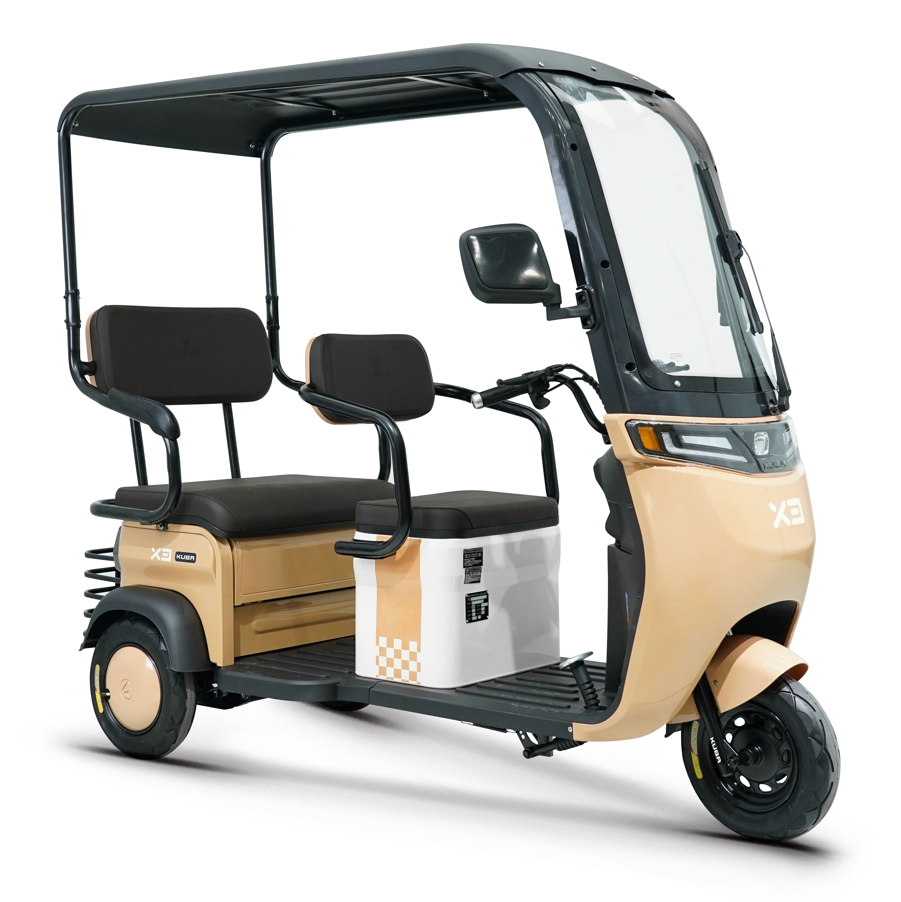 Tricicletă electrică Kuba Optimus Ultra cu cabină Max 1300W 72V 20Ah, fără permis , omologat RAR, 3 persoane